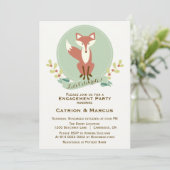 Fox Portrait Floral Engagement Party Invitation (Debout devant)