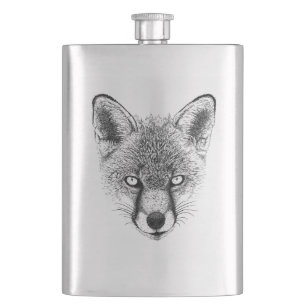 Fox Portrait Wildlife Illustration Hip Flask Heupfles