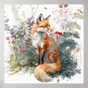 Fox Portret Dierenschilderij Wildlife Outdoors Art Poster