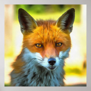 Fox Portret Realistic Wildlife Art Poster