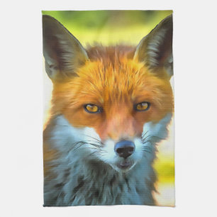 Fox Portret Realistic Wildlife Art Theedoek