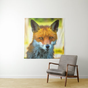 Fox Portret Realistic Wildlife Art Wandkleed