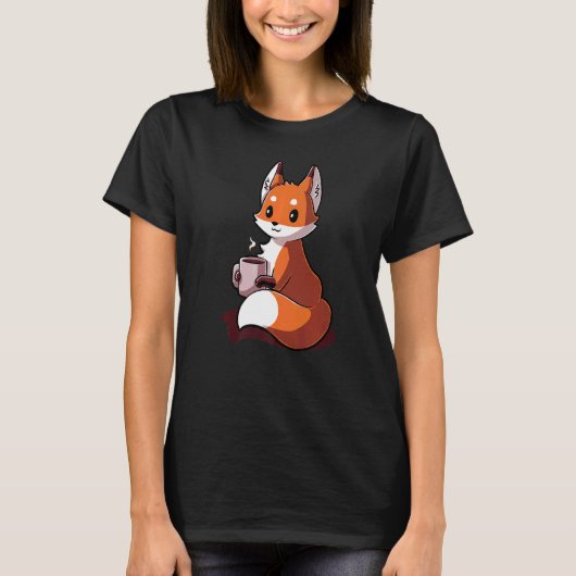 Fox Quote Drinking Coffee Cool Fox T-shirt (Voorkant)