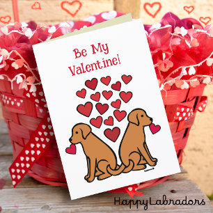 Fox Red Labrador Duo Hearts Valentijn Feestdagen Kaart