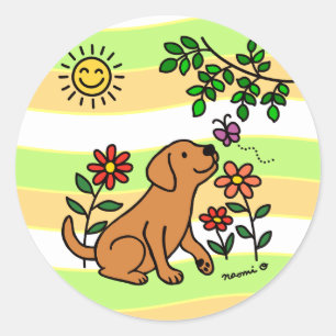 Fox Red Labrador en Green Ronde Sticker