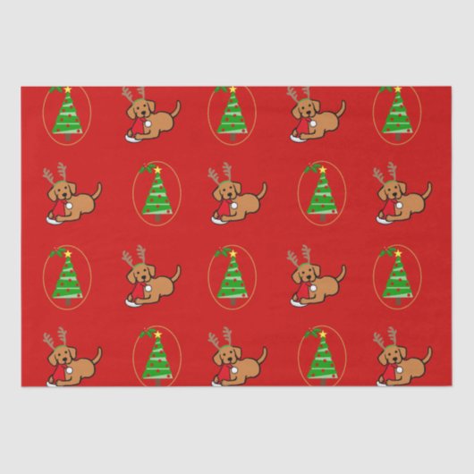 Fox Red Labrador en Santa kerstCartoon Tissuepapier (Voorkant)