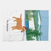 Fox Red Labrador-kerstEvergreen Santa Hat Theedoek (Horizontaal)