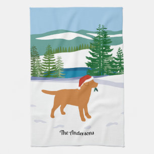 Fox Red Labrador-kerstEvergreen Santa Hat Theedoek