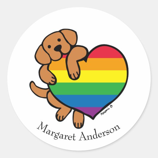Fox Red Labrador Rainbow Pride Ronde Sticker (Voorkant)
