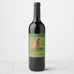 Fox Red Yellow Labrador Retriever Dog Wijn Etiket
