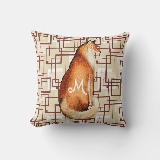  Fox Retro Brown Tan Geometric Pattern Kussen (Voorkant)