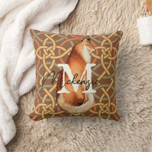 Fox Retro Brown Tan Geometric Pattern Kussen