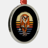 Fox Retro Metalen Ornament (Rechts)