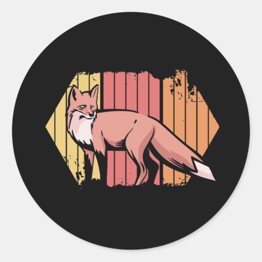 Fox Retro Ronde Sticker (Voorkant)