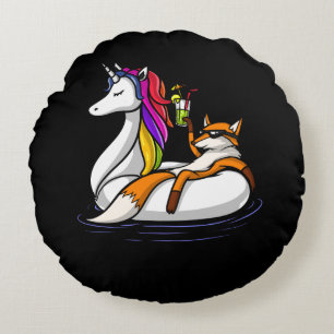 Fox Riding a Unicorn Float Animal Pool Rond Kussen