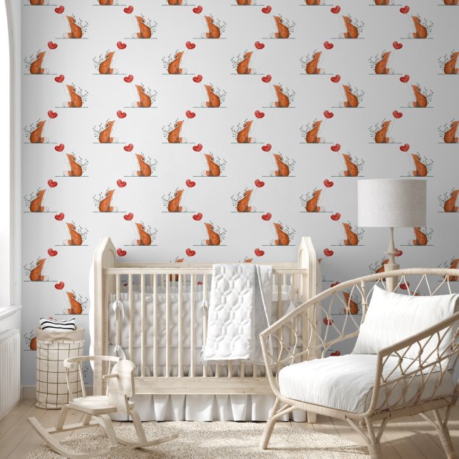 Fox & Rode Hart Ballon Ontwerp Behang (Kinderen)