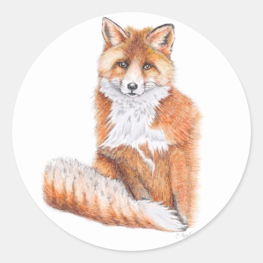 Fox Ronde Sticker (Voorkant)