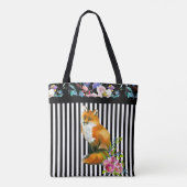 Fox rouge et rayure florale de sac fourre-tout (Dos)