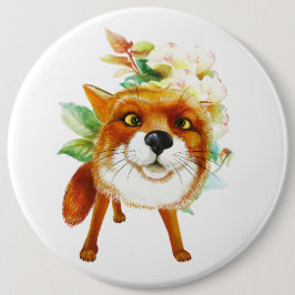 Fox Rozen. Waterverf Ronde Button 6,0 Cm