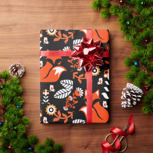 Fox Scandinavian Folk Art Tablecloth Cadeaupapier (Feestdagen Geschenken)