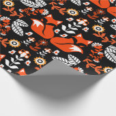 Fox Scandinavian Folk Art Tablecloth Cadeaupapier (Hoek)