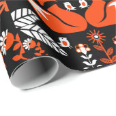 Fox Scandinavian Folk Art Tablecloth Cadeaupapier (Rol Hoek)