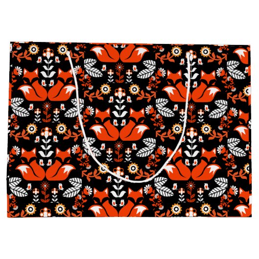 Fox Scandinavian Folk Art Tablecloth Groot Cadeauzakje (Achterkant)