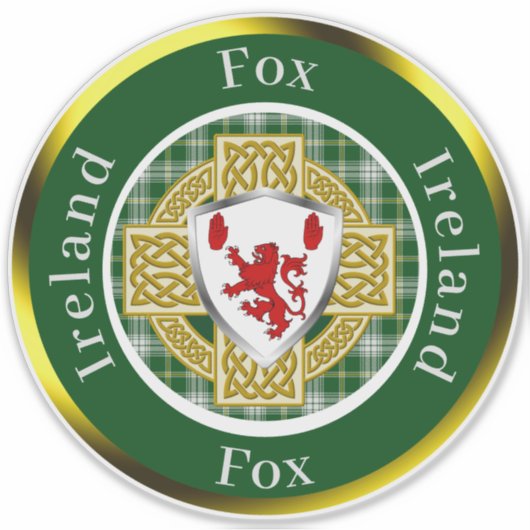 Fox Shield en Celtic Cross gepersonaliseerd Sticker (Voorkant)