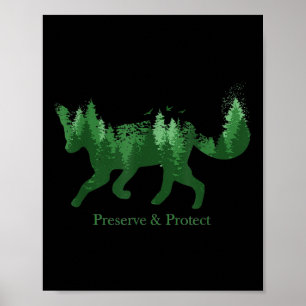 Fox Silhouette Preserve &versterker; Bescherm omge Poster
