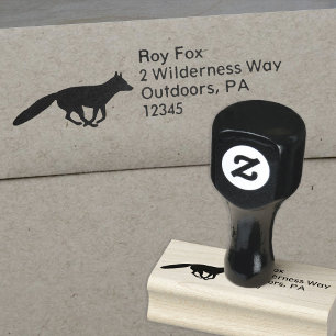 Fox Silhouette Wildlife Return Address uitvoeren Rubberstempel