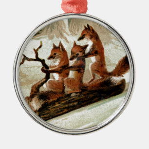 Fox Sleigh Ride  Print Metalen Ornament