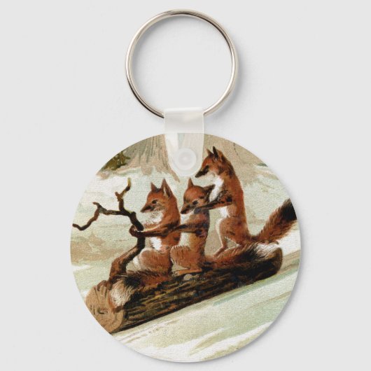 Fox Sleigh Ride Print Sleutelhanger (Voorkant)