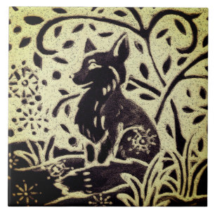 Fox Snow Grey Stoneware Winter Woodland Art Tegeltje