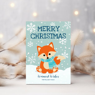 Fox Snowflakes Woodland Animal Kerstmis Feestdagenkaart