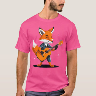 Fox speelt akoestische gitaar Fox gitarist T-shirt