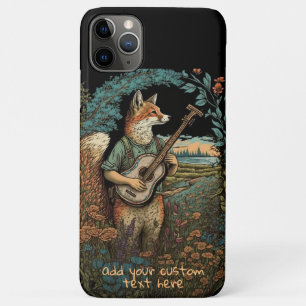 Fox spelen Gitaar Wildflower Cottagecore Custom iPhone 11 Pro Max Hoesje