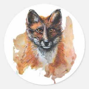 Fox – Spirit Animal, Waterverf Totem Joga Guide A Ronde Sticker