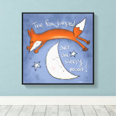 Fox springt over de maan canvas afdruk (Insitu (Houten vloer))