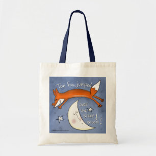 Fox sprong over de maan tote bag