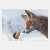 Fox Squirrel Winter Snow Globe Inpakpapier Vel (Voorkant 2)
