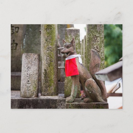 Fox standbeeld van Fushimi Inari heiligdom Briefkaart (Voorkant)