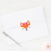 Fox Sticker, Fox met bloemkroon Ronde Sticker (Envelop)
