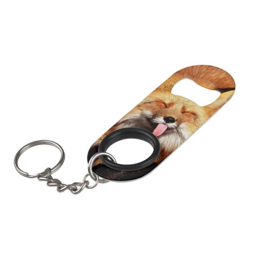 Fox Sticking Het is Tongue Mini Flessenopener (Voorkant Gekanteld)