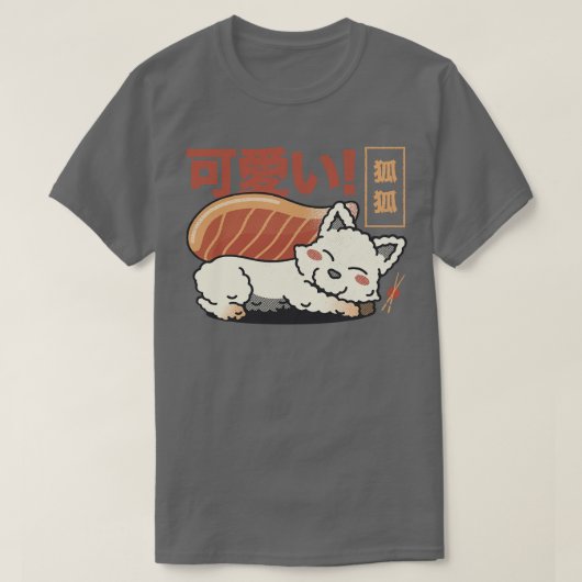 Fox Sushi Zalm Sashimi door Tobe Fonseca T-shirt (Design voorkant)