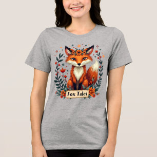 Fox Tales Boho Woodland Animal Art Tri-Blend Shirt