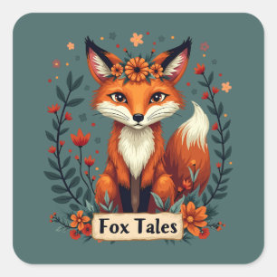 Fox Tales Boho Woodland Dier Vierkante Sticker