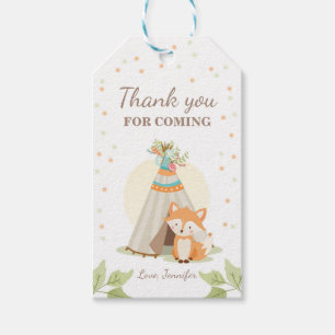 Fox Teepee bedankt je voor de tag Woodland Rustic Cadeaulabel