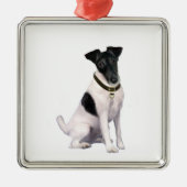 Fox Terrier (A) - Smooth - zwart-wit Metalen Ornament (Voorkant)