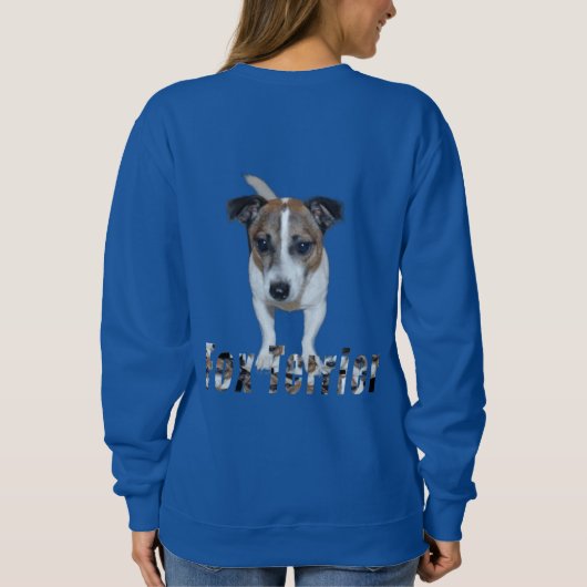 Fox Terrier Avec Logo, Dames Sweatshirt Bleu (Dos)