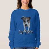Fox Terrier Avec Logo, Dames Sweatshirt Bleu (Devant)